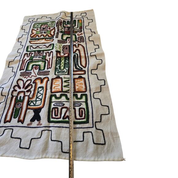Vintage Embroidered Aztec Mayan Inca Wall Hanging Folk Art Hand Woven Tapestry - Picture 2 of 3